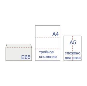 Конверт E65 (110*220 мм), отрывная лента, белый, 100 шт. в уп.